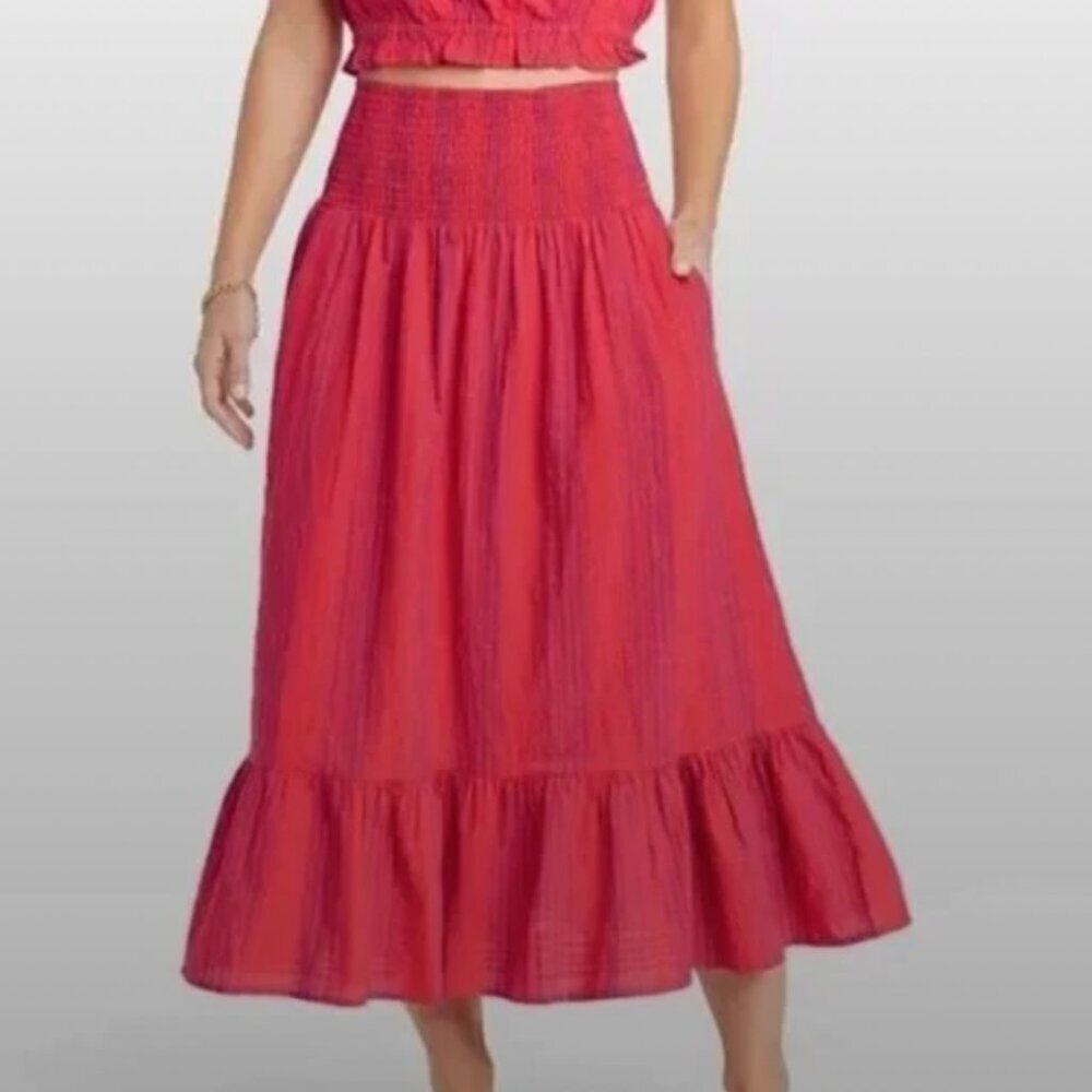 Universal Thread Red Blue Striped Maxi Skirt Size XXL